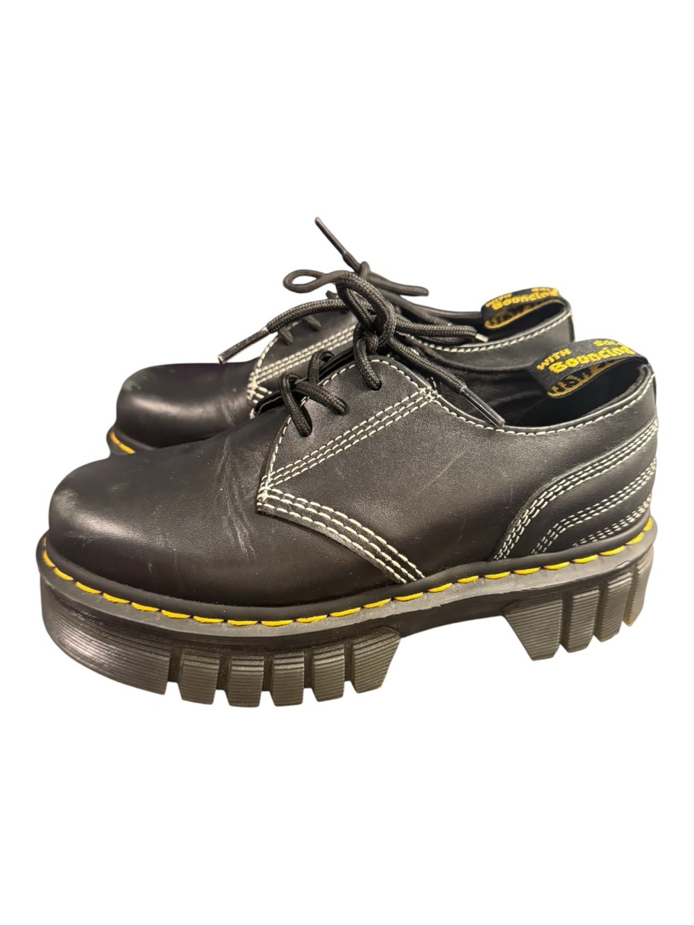 Dr. Martens Audrick 3-Eye Quad Platform Oxford Shoes Black Size 6 EUC